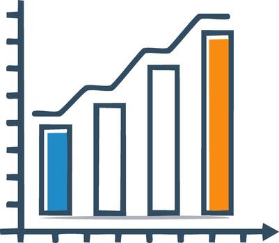 Bar Chart Showing Ascending Data with Line Graph Overlaid Depicting Growing Financial Trends vector