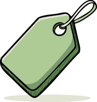 Olive Green Price Tag with String Hanging from Edge Illustration Graphic Design Business Retail Store Item vector