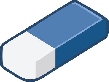 Blue and White Eraser Tool for Cleanly Removing Pencil Marks from Paper Sheets in Schools vector