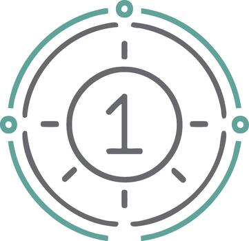 Number one icon in a circle, target, competition symbol, round graphic, linear design. first rank, achievement, goal, winner vector