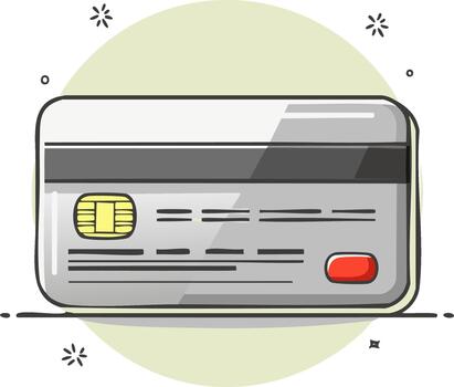 Credit card illustration for payment processing and online banking security feature and financial transaction with microchip vector