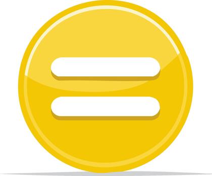 Yellow Equal Symbol Button Glossy Style Concept Mathematics Equality Math Equation Illustration vector