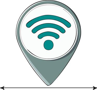 Location marker with wifi symbol indicates hotspot access point for connectivity vector