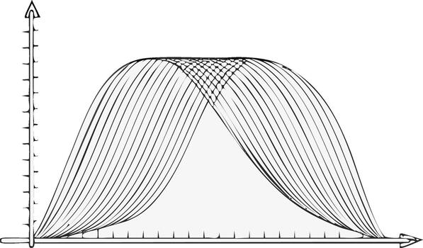 Overlapping Curve Graphs in a Sketch Style Coordinate System Illustration vector