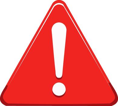 Danger sign warning of hazards featuring a bold exclamation point Red glossy triangular alert symbol for cautionary messages vector