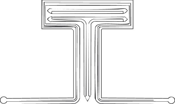 Abstract Artistic Line Drawing of a T Shape Geometric Design vector
