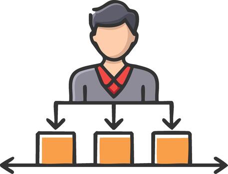 esquemático representación de un persona supervisando y organizando Tareas vector