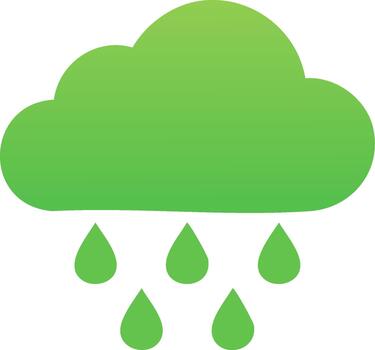 Stylized Rain Cloud with Green Gradient Droplets Isolated Graphic Illustration Symbolizing Weather Forecasting and Environmental Issues vector