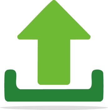 vibrante verde flecha puntos hacia arriba desde semi circulo simbolizando subiendo compartiendo datos vector