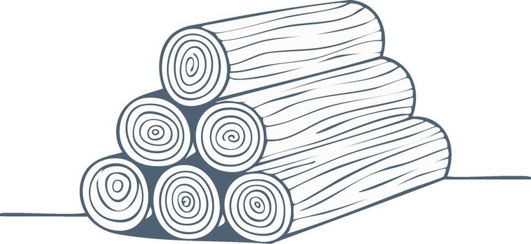 Stylized Stack of Firewood Logs for Winter Heating Preparation Illustration vector