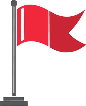 Red Flag Symbol Waving in the Wind Standing on Base Simple Design Element isolated on White vector