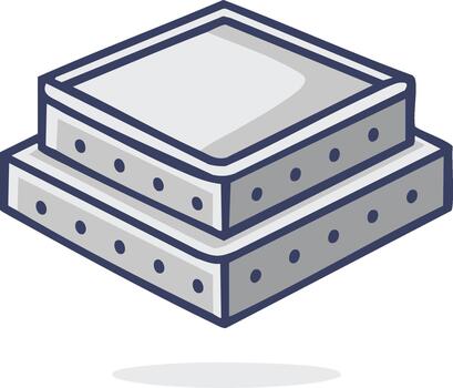 Two Tiered Square Platform with Rounded Edges for Display or Presentation Object with Simple Lineart Style vector