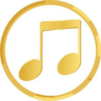 Golden Musical Note in a Circle Frame Shining Symbol of Music and Sound, Elegant Design for Icons and Graphics vector