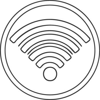 inalámbrico conexión símbolo en circulo minimalista icono inalámbrico tecnología concepto redes conectividad contorno vector