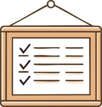Hanging framed checklist with checked marks. task complete or to-do illustration vector
