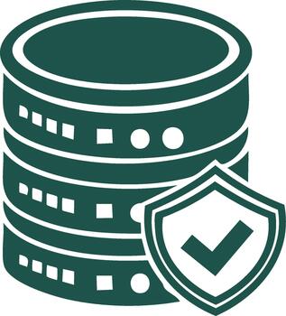 asegurado base de datos servidor icono con proteger y marca de verificación para datos proteccion vector