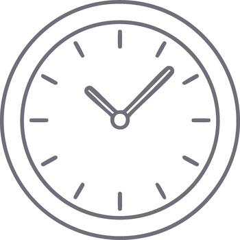 Clock face outline shows time passing time management concepts visual minimalistic time lapse analog circular design hours minutes vector