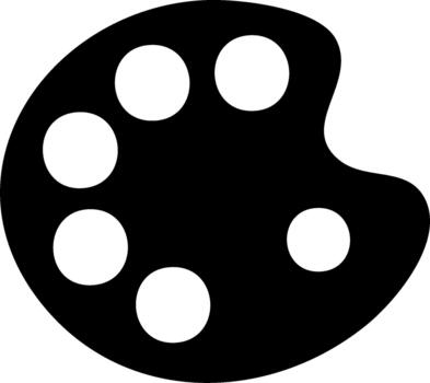 Isolated Black and White Paint Palette with Various Color Wells Simple Art Icon for Digital Projects vector