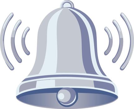 Ringing silver bell with sound waves conveys an alert, notification, or signal concept vector