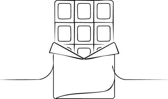 línea Arte ilustración de un chocolate bar envoltura cuadrado bloquear aislado en blanco antecedentes vector