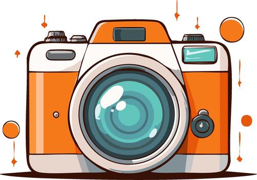 Bright Orange Analog Camera with Lens and Flash for Capturing Memories in Style vector