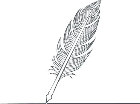 Vintage Quill Pen Ink Sketch Line Creating Stroke on Plain Canvas Minimalist Artistic Tool for Elegant Writing and Creative Artistic Designs vector