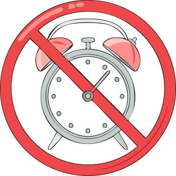 alarma reloj con prohibición firmar demarcando hora restricciones ilustración para digital plataformas vector