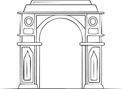 detallado línea dibujo ilustración de un arco Entrada con rectangular y redondeado columnas vector