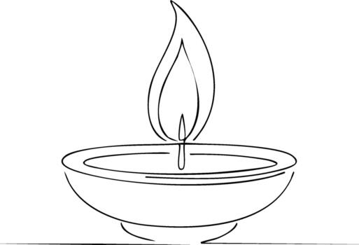 Minimalist Candle Flame One Line Drawing Elegant, Simple Light Source Design vector