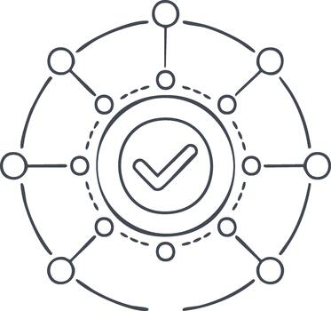 Verified Network Circle Graph Connectivity Outline Correct Symbol Approval Concept vector