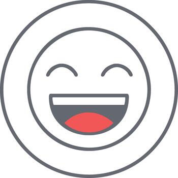 Joyful Emoticon Circle Outline Cheerful Expression Simple Design on White vector
