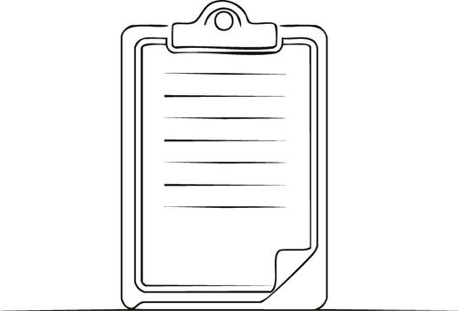 Clipboard document outline with paper and bent corner for notes or form entry on plain surface vector