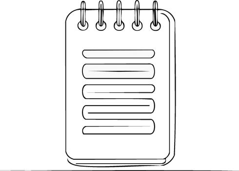 Sketch of Notebook on White Background Showing Blank Pages with Lines Notebooks vector
