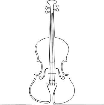 Cello Stringed Instrument Line Art Simple Illustration Elegant Design Isolated vector