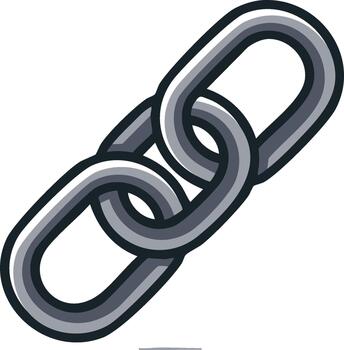 Tres conectando metal Enlaces simbolizando unidad, fortaleza, y interconexión, ilustrando concepto de red, la seguridad y web conexión vector