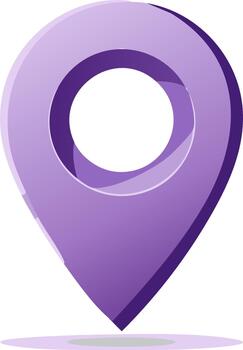 Stylized Location Pointer Icon in Purple Tones Emphasizing a Modern and Minimalist Design for Mapping and Navigation Apps vector