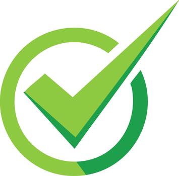 Green Check Mark Inside Circle Shape Symbol Confirm Approved Right Choice Verification Success Tick Icon Approval Sign Simple Design vector