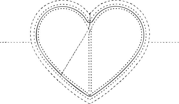 contorno corazón icono con rayado y punteado líneas para San Valentín día diseño vector