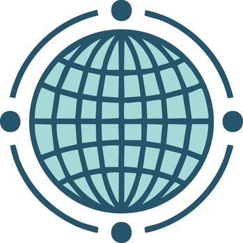 Global Connection Icon. World Wide Web Symbol. Earth Globe Communication Sign. Network Icon and Round Outline vector