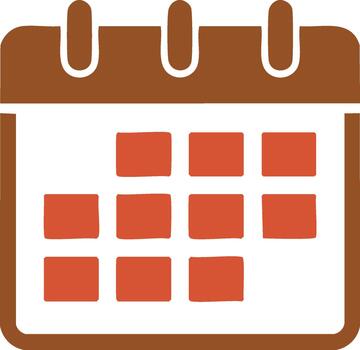 aislado calendario icono representando calendario de eventos y planificación fechas con naranja y marrón colores vector
