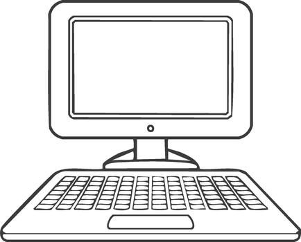 Minimalist Computer Outline, Illustration of Device for Work and Entertainment vector
