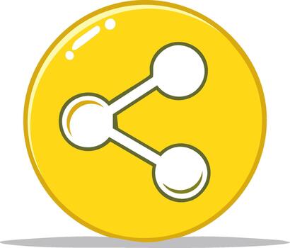 compartiendo icono en amarillo círculo, social medios de comunicación conexión símbolo, Internet comunicación concepto y redes vector