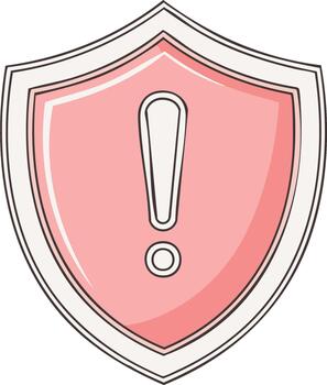 Stylized Red Shield with an Exclamation Mark Warning Alert for Security or Error Message Concept Icon vector