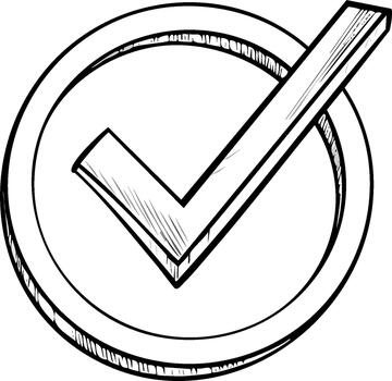 Checkmark in Circle Hand-Drawn Icon Approval, Acceptance, and Verification Mark Design vector