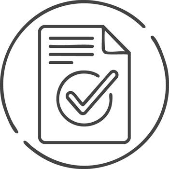 Checkmark on document symbol in circle approval confirmation verified vector