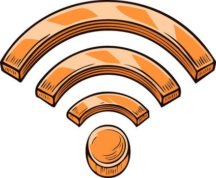Wireless Connection Icon Hand Drawn Illustration. Mobile Wifi Network Symbol with Retro Style vector
