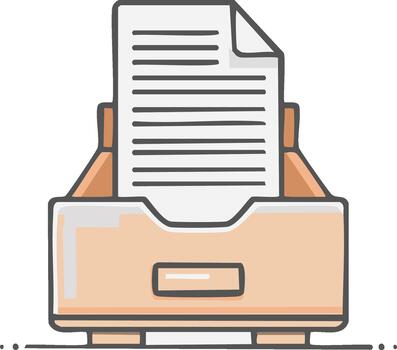 sencillo ilustración muestra un documento almacenamiento cajón lleno con papel y esencial archivo administración para pequeño oficina o hogar vector