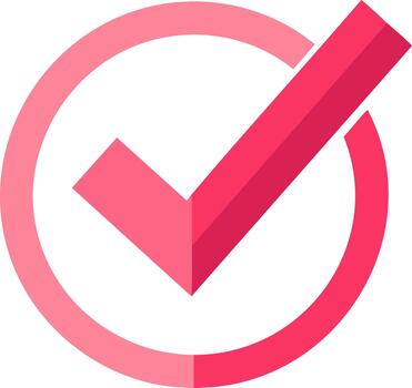 rosado cheque marca dentro de círculo, confirmación símbolo, correcto positivo elección, aprobado estado vector