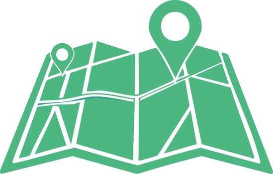 Map Navigation with Green Pin Icons Visualizing Destinations or Points of Interest for Travel and Location Services Planning vector