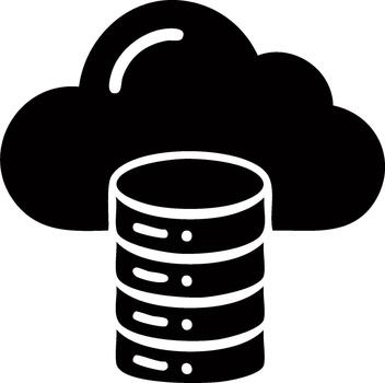 nube datos almacenamiento icono ilustrando digital base de datos servidores para apoyo o hospedaje servicios con negro y blanco diseño vector